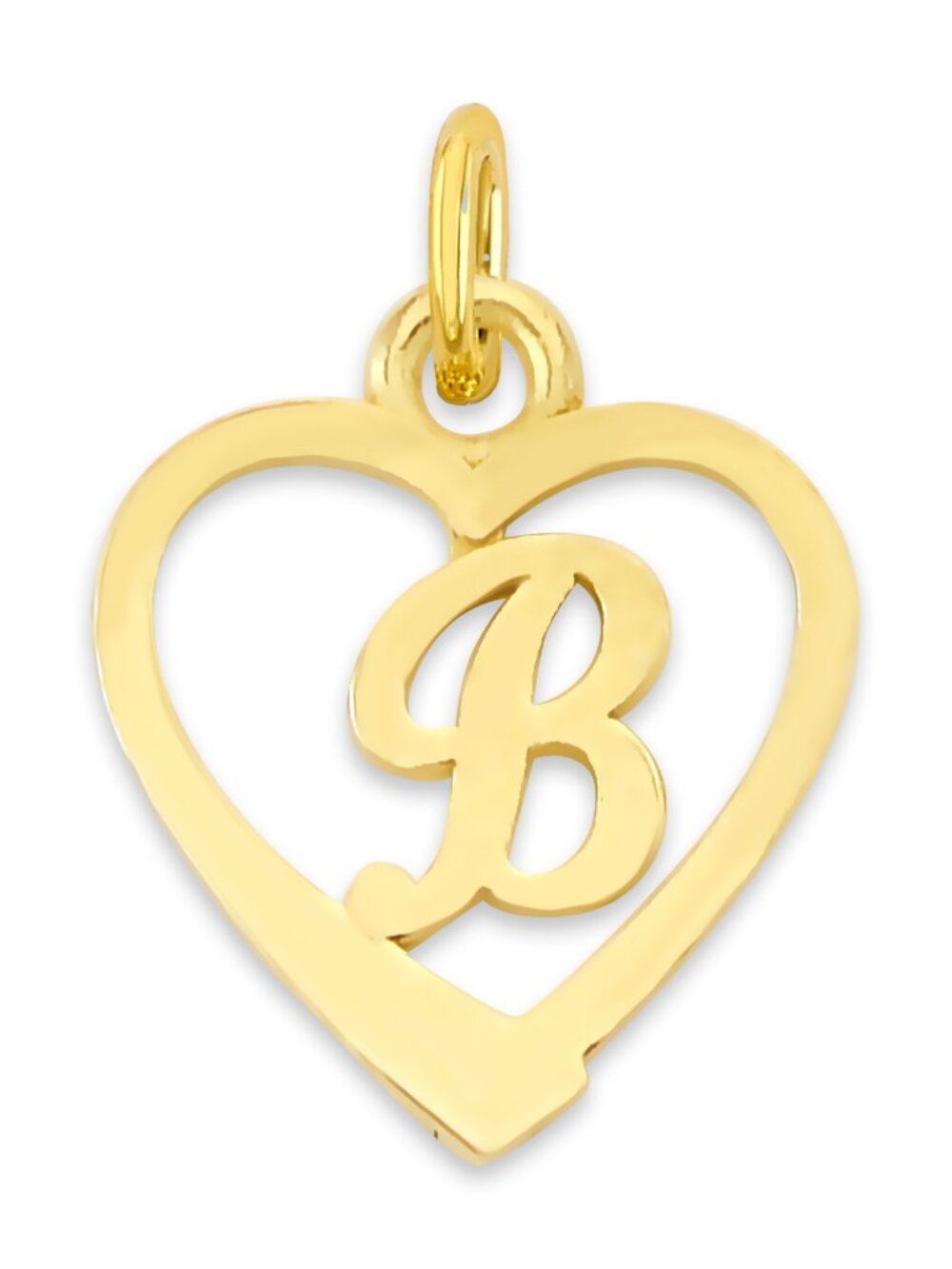 Solid 14k Gold Heart Letter B Charm for Bracelet - Initial Jewelry Gifts for Her